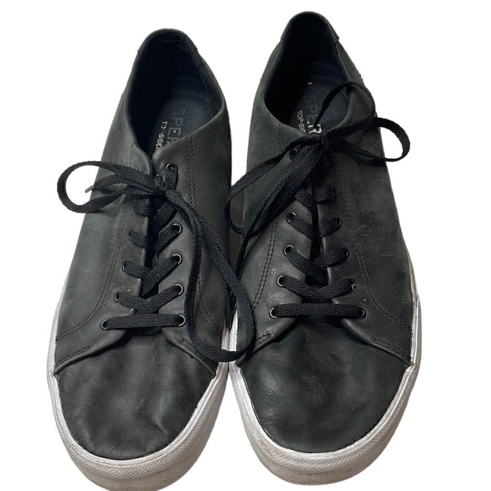 Sperry Top-Sider Striper LTT Grey Leather Lace Up Sneakers. Size 12